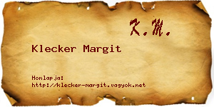 Klecker Margit névjegykártya
